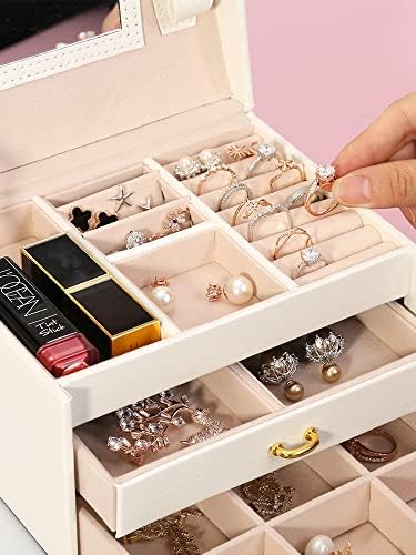 Kutija za nakit sa staklenim poklopcem Organizator nakita s 3 sloja 2 ladice za skladištenje nakita puno skladišnog prostora Moderni