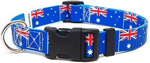 Australija za pseće ovratnike | Australija zastava | Kopča za brzo oslobađanje | Napravljeno u NJ, SAD | Za srednje pse | 1 inč širok