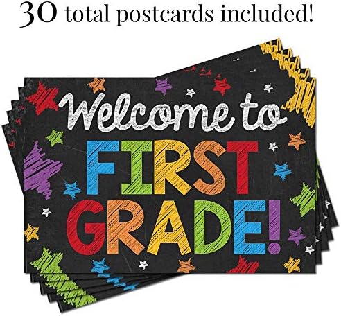 Dobrodošli u 1. razred šarene tematske razglednice za tematske razglednice koje mogu poslati učenicima, 4 x6 ispunjavaju bilješke AmandaCreation