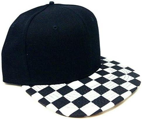 Dweebzilla crno -bijeli karirani ispis s ravnim računom Podesivi Snapback šešir