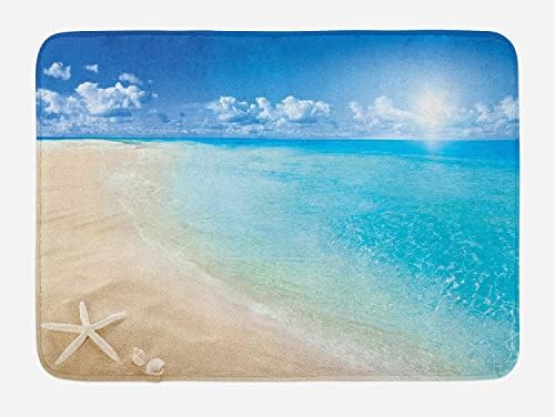 Prostirka za kupanje na plaži sunčana ljetna Obala s vedrim nebom školjke morske zvijezde oblaci vodeni uzorak Plišana prostirka za