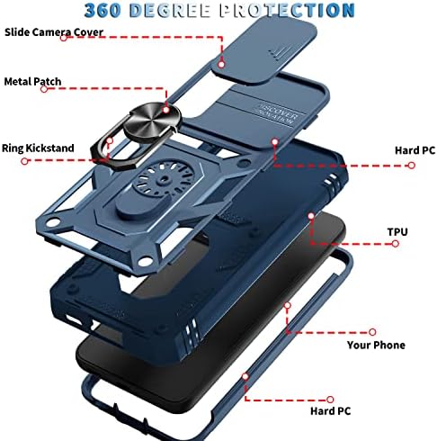 Pompvla za Samsung Galaxy S22 Case 5g s kaljenim staklenim zaštitnicima zaslona s magnetskim automobilom, nosač i kamera poklopca,