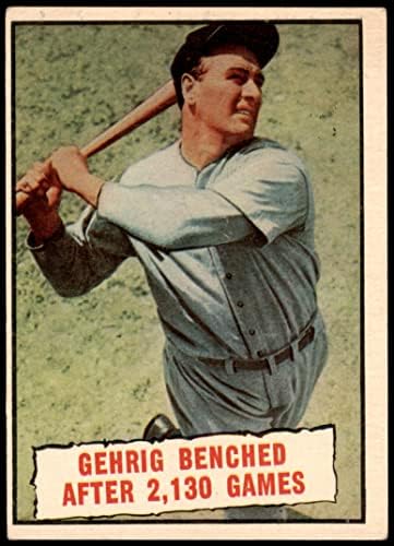 1961. Topps 405 Baseball oduševljava Lou Gehrig New York Yankees VG Yankees