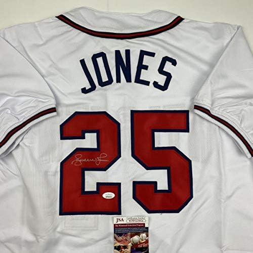 Autografirani/potpisani Andruw Jones Atlanta White Baseball Jersey JSA CoA
