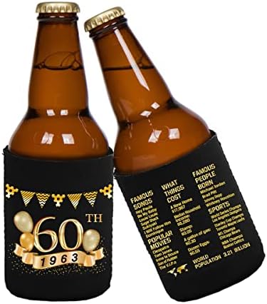 60. rođendan može hladniji rukavi pakirati od 12 do 1963. godine - 60. godišnjica ukrasa - prljavi zalihe 60. rođendana - crno -zlatni