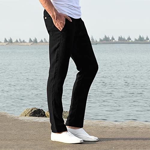 NYYBW Muške hlače za crtanje pamučne posteljine - Ležerne labave trenirke plaže hlače dnevnog boravka hlače za prozračni jogger s džepom