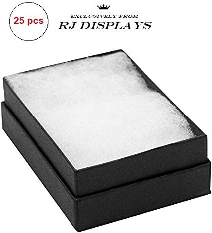 RJ Prikaži RJ Displays-25 Pack Pamuk ispunjen crni mat papir u boji nakit i maloprodajne kutije Nakit poklon Kolekcionarske kutije