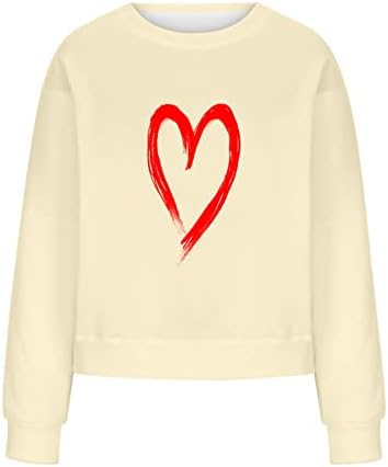 Žene Valentine Twishirts Dugi rukav pulover s puloverima Slatka srčana košulja gradijent Ramena grafički džemper