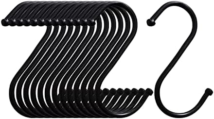 TLMM 20 pakiranje crno 3,2 inča s kuka teški metal s oblikovanim kuka za viseće vrećice za odjeću ručnike tave za garažne alate, viseće