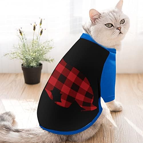 FunnyStar Red Plaid medvjed print majica za kućne ljubimce s pukovitim kombinezonom za pulovera za pse mačke s dizajnom