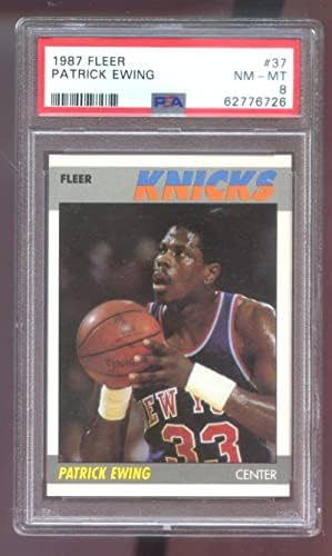 1987-88 Fleer 37 Patrick Ewing Pat PSA 8 Ocijenjena košarkaška karta NBA 87-88 1988-Nepopisane košarkaške karte