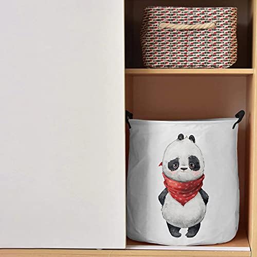 Akvarel Panda šal s crvenim točkicama košara za rublje 13,8 in 17 vodootporna košara za rublje smiješne životinje sklopive igračke