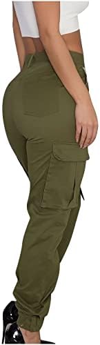 ženske hlače za jogging s visokim strukom, Ležerne jednobojne ulične teretne hlače s džepom s preklopom, hlače s preklopom od 92 inča,