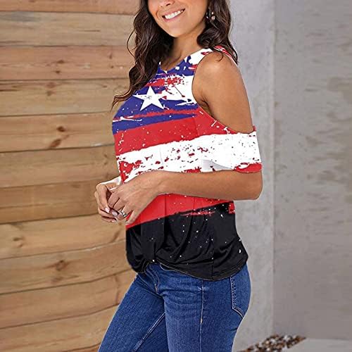 Majice 4. srpnja, Ženske košulje, tunike s okruglim vratom i kratkim rukavima, majice s prugama s američkom zastavom, domoljubne majice