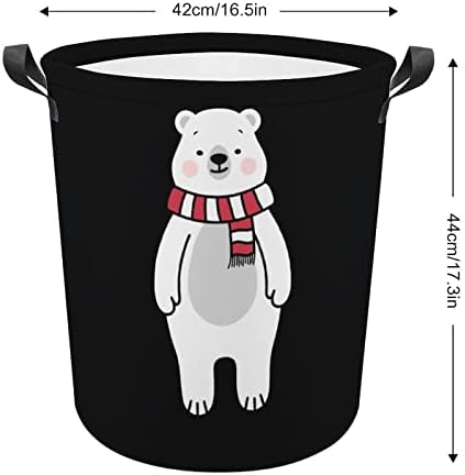 Slatka košara za rublje od polarnog medvjeda okrugle platnene košare s ručkama vodootporna sklopiva košara za rublje torba za odjeću