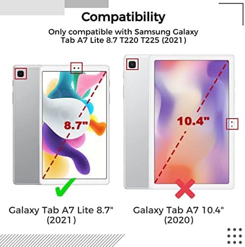 Slučaj za Samsung Galaxy Tab A7 Lite 8.7 T220 T225, tanak lagana futrola TPU-a, zaštitna futrola tableta otporna na kapljice s sklopivim