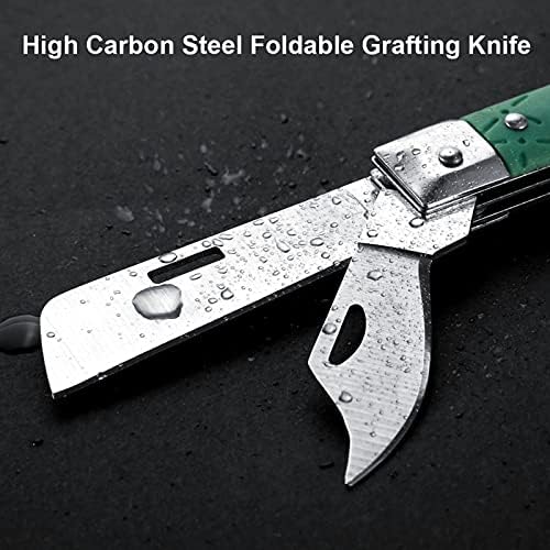 Nož za obrezivanje, sklopivi nož za kalemljenje od čelika s visokim udjelom ugljika s ergonomskom ručkom, vrtni alat za voćke