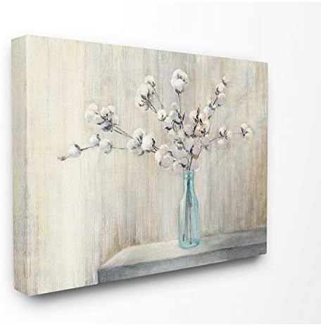 Stupell Industries prekrasan pamučni cvijet sivo smeđe slikanje platna zidna umjetnost, 24 x 30, višebojna