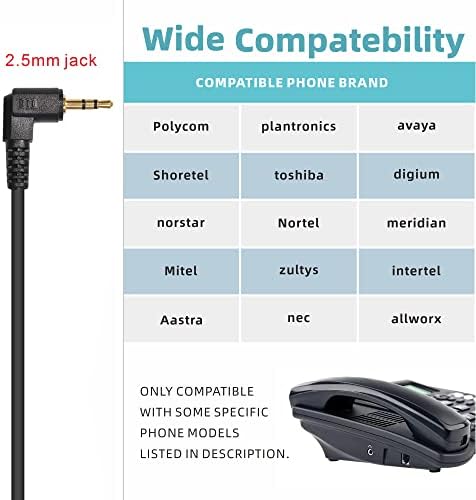 SUIFDU 2,5 mm telefonske slušalice s mikrofonom za uklanjanje buke, slušalice za uredske telefone, ožičene slušalice kompatibilne s
